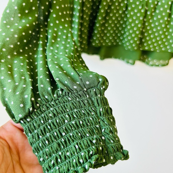 Reformation Hearth Long Sleeve Top Size 6 Peat (Green Polka Dot) - Picture 7 of 15